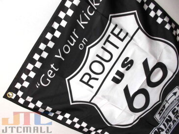 【ゆうメール送料無料】ルート66 ROUTE66 アメリカ道路 高品質 光沢 フラッグ タペストリー 店舗 インテリア アメリカ雑貨 旗 店 旗 バナー