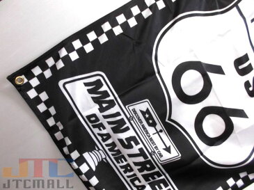 【ゆうメール送料無料】ルート66 ROUTE66 アメリカ道路 高品質 光沢 フラッグ タペストリー 店舗 インテリア アメリカ雑貨 旗 店 旗 バナー