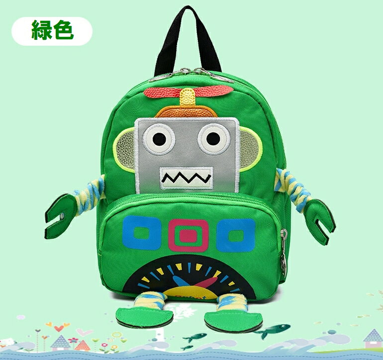 【クリックポスト全国送料無料】緑色 GREEN ロボット キャラ 子供リュック キッズ・ベビー・マタニティ..