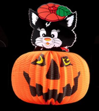 【クリックポスト全国送料無料】かぼちゃ カボチャ 猫 ネコ ねこ ハロウィン ハニカム ポップアップカード イベント ディスプレイ くす玉 店舗装飾 立体カード グリーティングカード