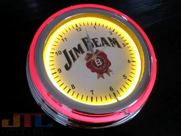 JIM BEAM ジムビーム 2連ネオン クロック W ネオンクロック 時計 BAR Cafe ネオン管 ネオン看板