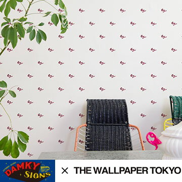 DAMKY SIGNS(ダンキーサインズ) 壁紙 THE WALLPAPER TOKYO ロゴ レトロ チョークアート ペイントサイン ヴィンテージ アンティーク フリース壁紙 フリースデジタルプリント壁紙 貼って剥がせる 賃貸OK 日本製(46cmx10m)