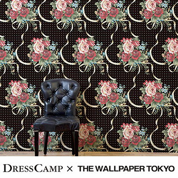 DressCamp 壁紙 THE WALLPAPER TOKYO 花柄 ラグジュアリー モダン リボン 星柄 ゴージャス フリース壁紙 フリースデジタルプリント壁紙 デジタルプリント壁紙 貼って剥がせる 賃貸OK 日本製(46cmx10m)ドレスキャンプ