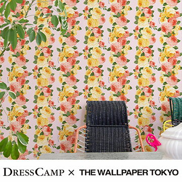 DressCamp 壁紙 THE WALLPAPER TOKYO バラ 花柄 ガーリー ロマンチック アンティーク フリース壁紙 フリースデジタルプリント壁紙 デジタルプリント壁紙 貼って剥がせる 賃貸OK 日本製(46cmx10m)ドレスキャンプ