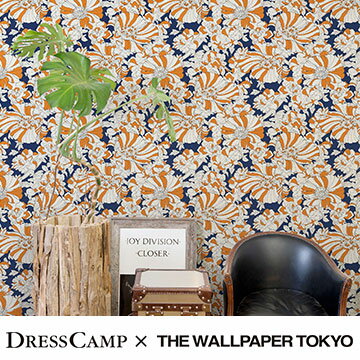 DressCamp 壁紙 THE WALLPAPER TOKYO 花柄 カジュアル モダン ヴィンテージ アンティーク フリース壁紙 フリースデジタルプリント壁紙 デジタルプリント壁紙 貼って剥がせる 賃貸OK 日本製(46cmx10m)ドレスキャンプ