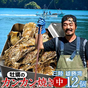 カキ 生牡蠣 カンカン焼きセット【送料無料】殻付き生ガキ（中）12個入 2kg缶 かんかん焼き ガンガン焼き 蒸し焼き 三陸 宮城県産 プレゼント［お中元 ギフト］