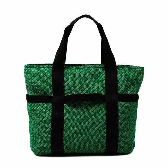 ボッテガヴェネタ BOTTEGA VENETA イントレチャート トートバッグ ボイジャー ジップ グリーン×ブラック 男女兼用 【中古】【送料無料】