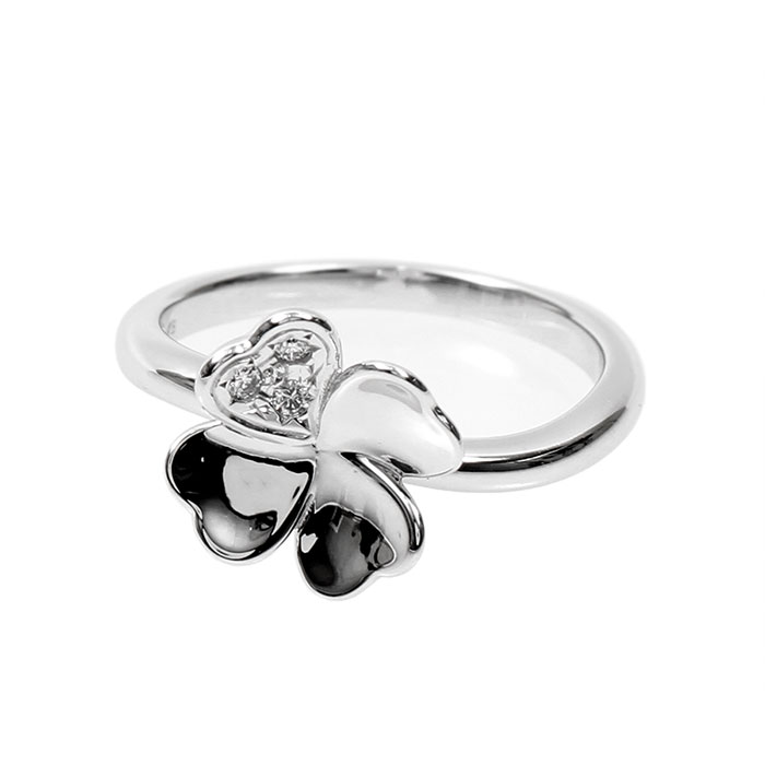 タサキ TASAKI K18WG リング クローバー ダイヤモンド 3.9g 0.09ct レディース 
