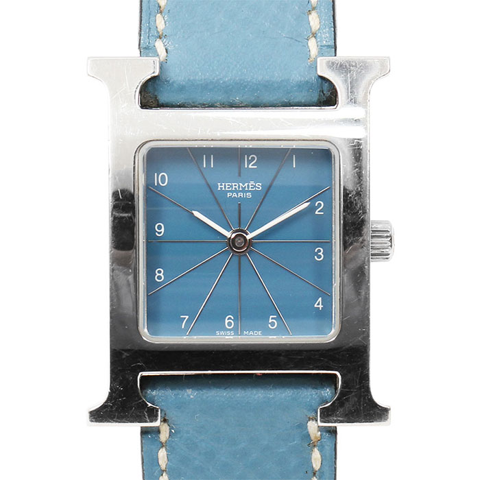エルメス HERMES Hウォッチ HH1.210 □F刻印 文字盤 ブルー クォーツ レディース【中古】【送料無料】