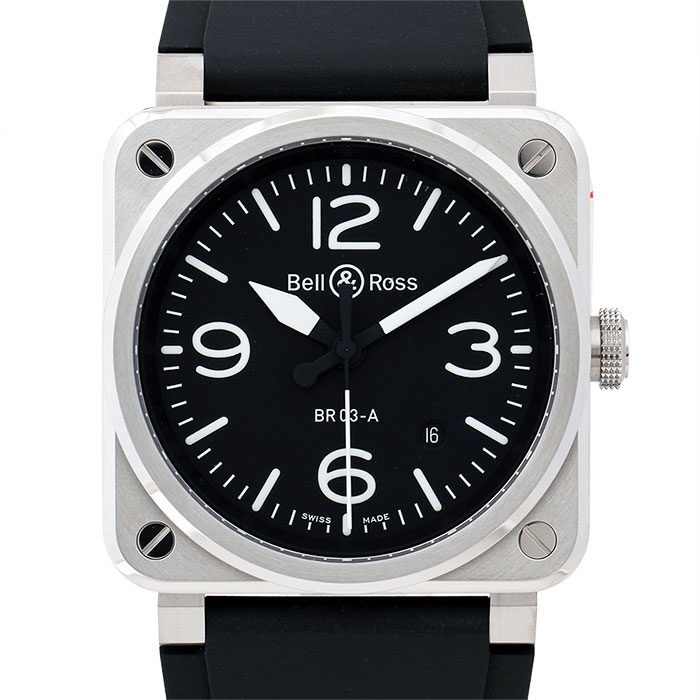 ベル＆ロス BELL&ROSS BR-03 ブラック スティール Black Steel BR03A-BL-ST/SRB ラバー メンズ