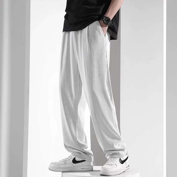 ワイドパンツ メンズ 夏 冷感パンツ イージーパンツ 9分丈 薄手 リブ 冷感 ストレッチパンツ ロングパンツ 体型カバー パンツ 涼感 落ち感 薄手 ゆったり アイスシルクパンツ ストレート 涼しい ひんやり 無地 シンプル 通勤 普段着 おしゃれ カジュアル