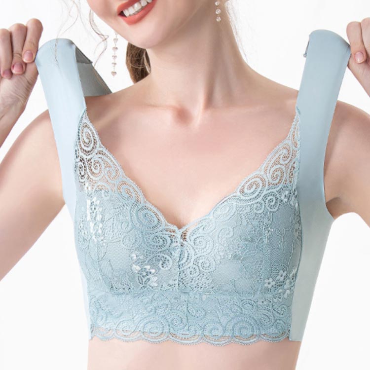 ブラ レース ノンワイヤー レディース ブラジャー 小さく見せるブラ ブラジャー ジャー シームレス 薄手 フルカップ 胸を小さく見せるブラ レース 大きな胸を小さく見せるブラ 胸が小さく見えるブラ ナイトブラ 可愛い 脇高 補正下着 脇肉 背中 kagechan-10002283 かげちゃんショップ サンプル画像2