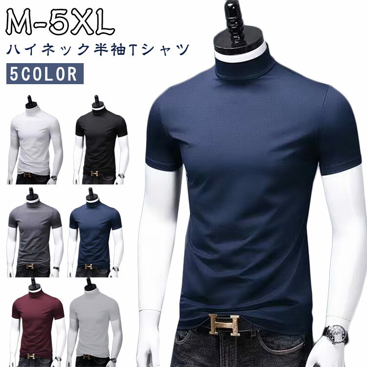樂天商城 - ハイネック Tシャツ メンズ 半袖 tシャツ トップス 無地 カットソー 春 夏 モックネック ハイネックtシャツ ゴルフ ゴルフウェア ルームウェア カジュアル シンプル ビジネス オフィス 普段着 お出かけ 夏 夏服 定番 シンプル オフィス 仕事 おしゃれ