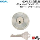 【42-ST】GOAL TXの6ピンシリンダーの交換テールピースの数字「34」L寸法34.6mmTXP 34-35シルバー色交換用シリンダー■標準キー3本付き■