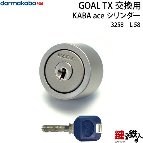 【L-58】KABA aceGOAL-TXタイプの鍵(カギ)の交換シリンダー■シルバー色■1個タイプ■標準キー3本付き