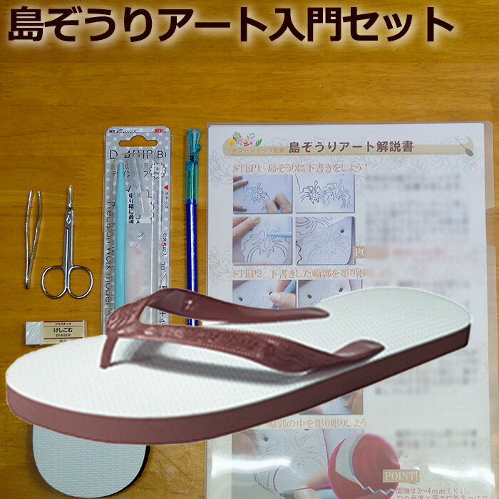 島ぞうり アート 入門セット ( ブラウン 茶色 23cm ) 「人気の スカイウェイ ブランド 」 島ぞうり メンズ レディース キッズ 子供 ビーサン 【 SKYWAY 元祖 島草履 （ 島ぞうり ） 】 【 送料無料 】