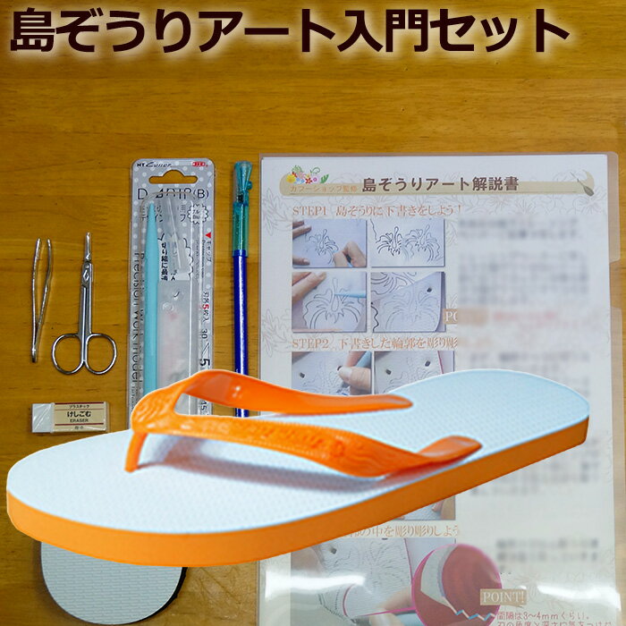 メンズ ビーチサンダル島ぞうり アート 入門セット ( オレンジ 28cm ) 「人気の スカイウェイ ブランド 」 島ぞうり メンズ レディース キッズ 子供 ビーサン 【 SKYWAY 元祖 島草履 （ 島ぞうり ） 】 【 送料無料 】