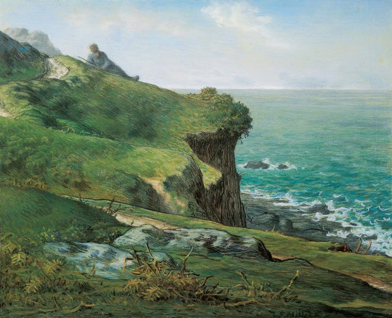 Rakuten - 絵画 インテリア 額入り 壁掛け複製油絵ジャン＝フランソワ・ミレー グレヴィルの崖 油彩画 複製画 選べる額縁 選べるサイズ