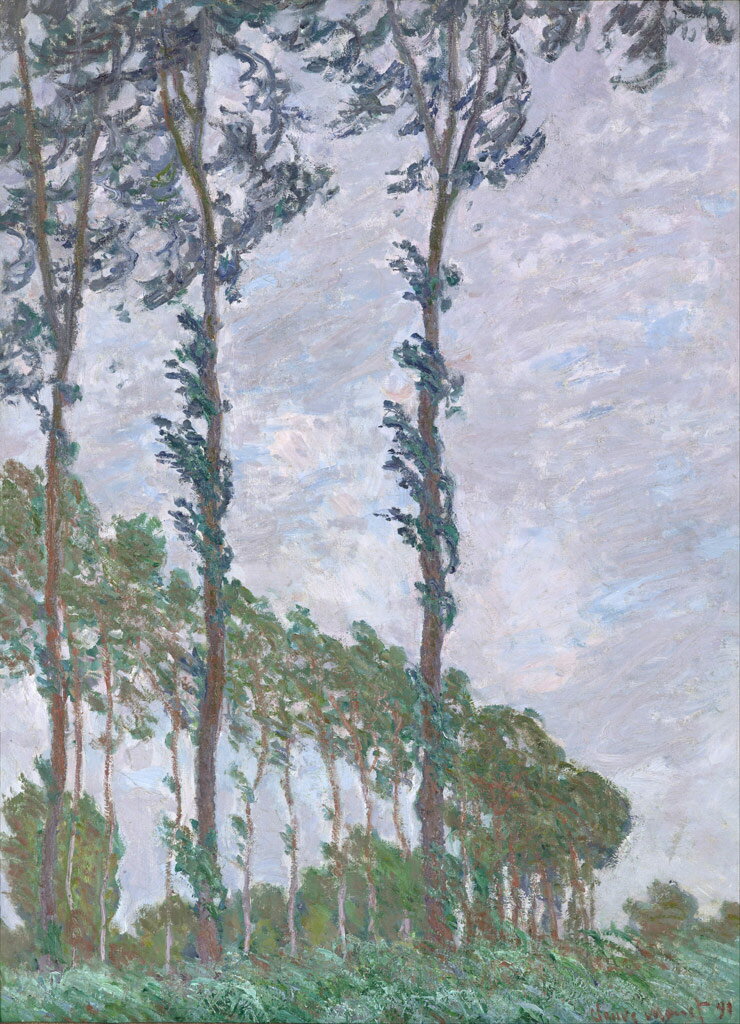Rakuten - 【送料無料】絵画 油彩画複製油絵複製画/クロード・モネ ポプラ（風の効果） 【すぐに飾れる豪華額縁付 キャンバス】