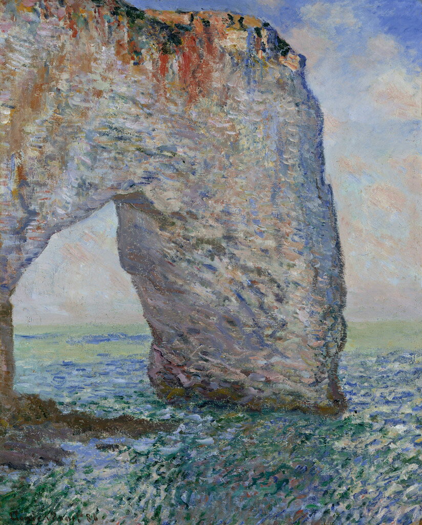 Rakuten - 【送料無料】絵画 油彩画複製油絵複製画/クロード・モネ エトルタ付近のマンヌポルト 【すぐに飾れる豪華額縁付 キャンバス】