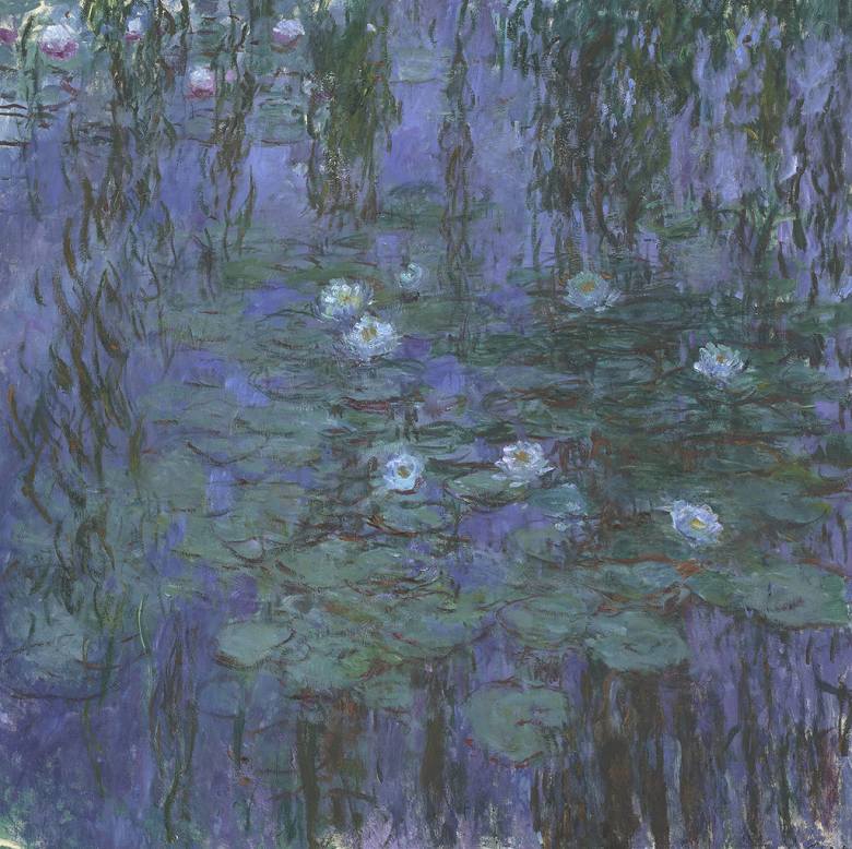 絵画 インテリア 額入り 壁掛け複製油絵クロード・モネ 青睡蓮 油彩画 複製画 選べる額縁 選べるサイズ