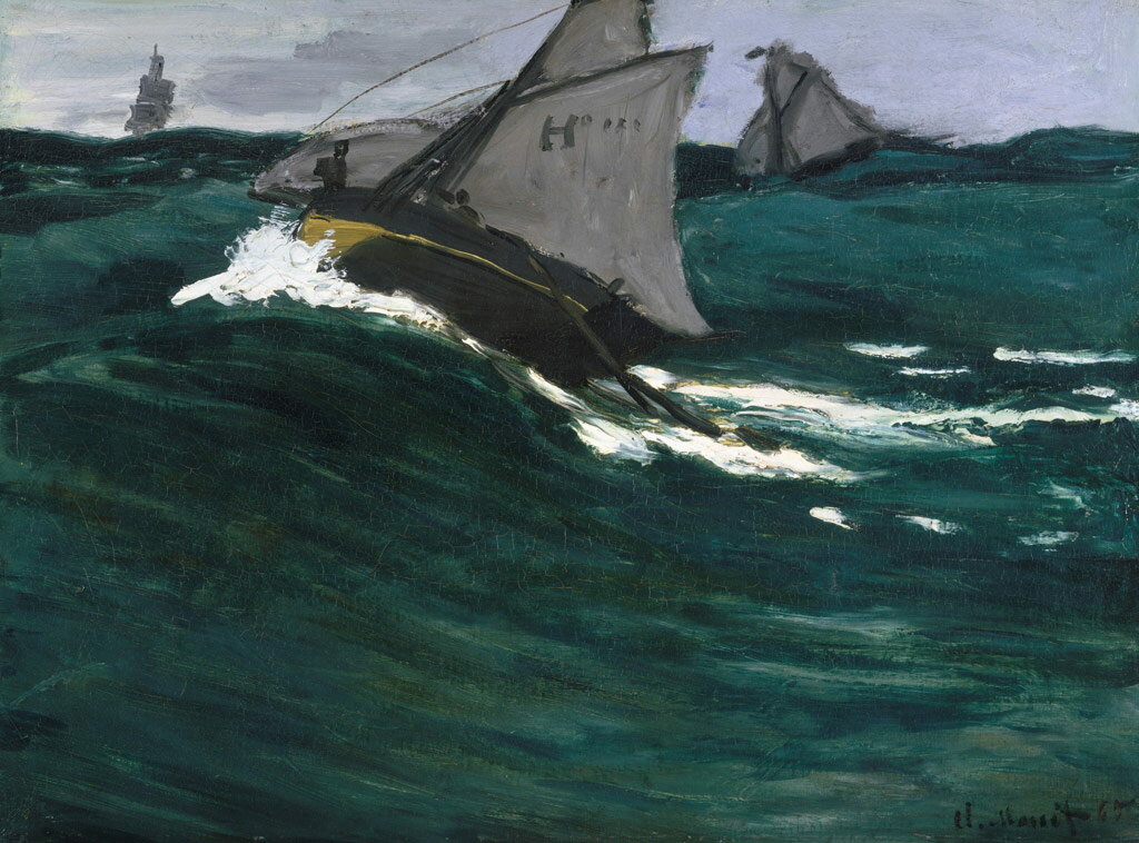 【送料無料】絵画 油彩画複製油絵複製画/クロード・モネ 緑色の波 【すぐに飾れる豪華額縁付 キャンバ..
