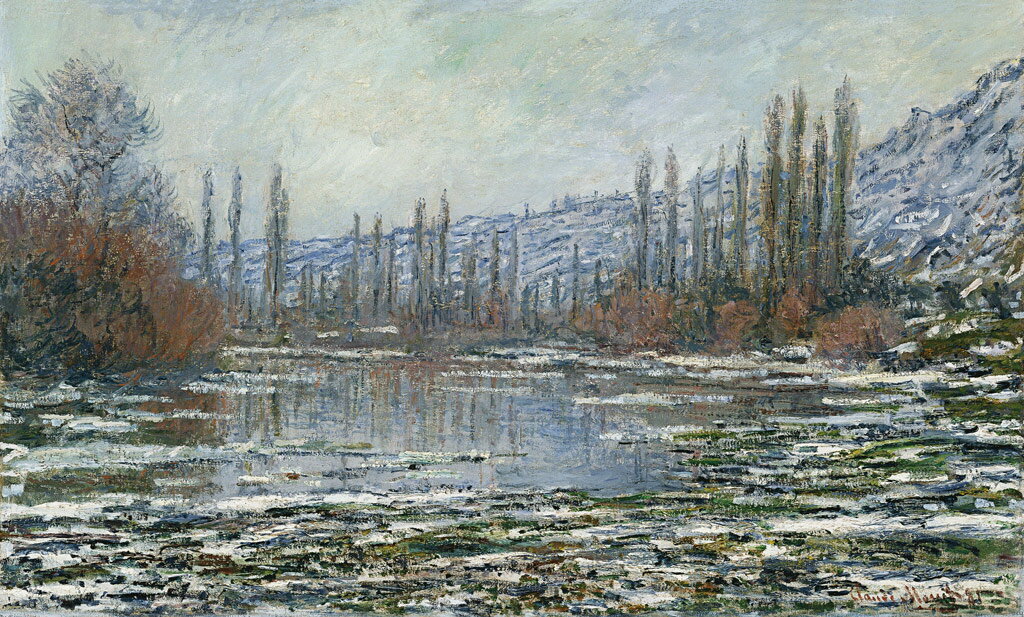 Rakuten - 【送料無料】絵画 油彩画複製油絵複製画/クロード・モネ ヴェトゥイユへの雪解け 【すぐに飾れる豪華額縁付 キャンバス】