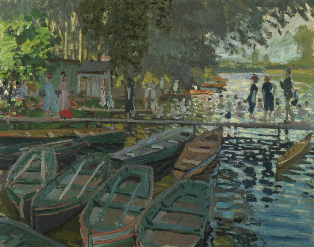 Rakuten - 【送料無料】絵画 油彩画複製油絵複製画/クロード・モネ ラ・グルヌイエール 【すぐに飾れる豪華額縁付 キャンバス】