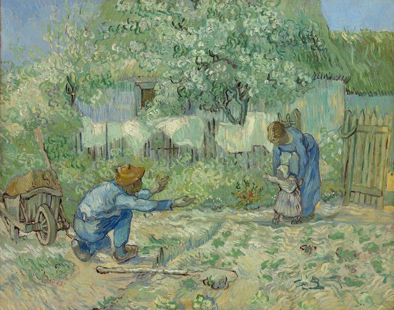 Rakuten - 【送料無料】絵画 油彩画複製油絵複製画/ゴッホ 歩き始め（ミレーを模して） 【すぐに飾れる豪華額縁付 キャンバス】