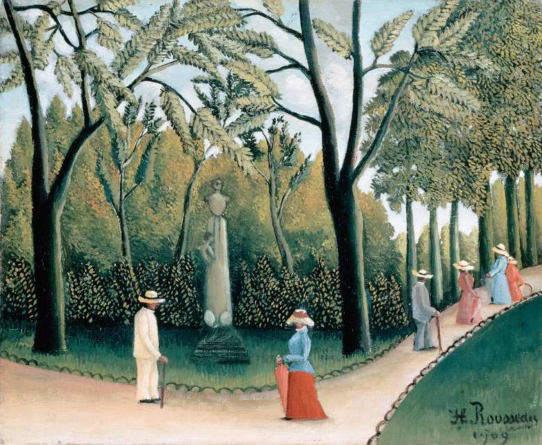 Rakuten - 絵画 インテリア 額入り 壁掛け複製油絵アンリ・ルソー ルクセンブルク公園、ショパン記念碑 油彩画 複製画 選べる額縁 選べるサイズ