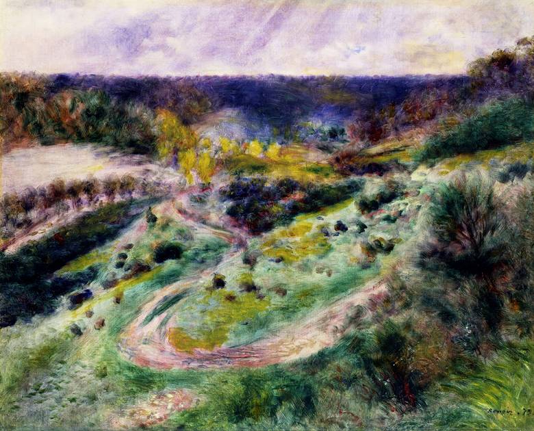 絵画 インテリア 額入り 壁掛け複製油絵ピエール＝オーギュスト・ルノワール ヴァルジュモンの道 油彩画 複製画 選べる額縁 選べるサイズ