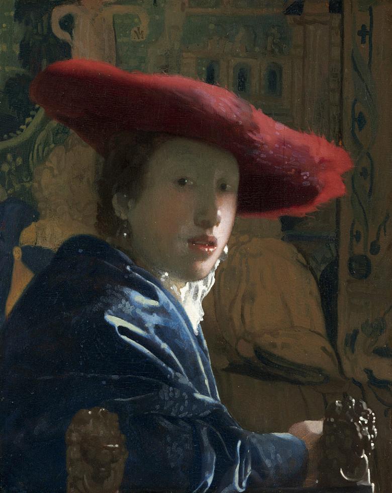 絵画 インテリア 額入り 壁掛け複製油絵 ヨハネス・フェルメール 赤い帽子の女 油彩画 複製画 選べる額縁 選べるサイズ