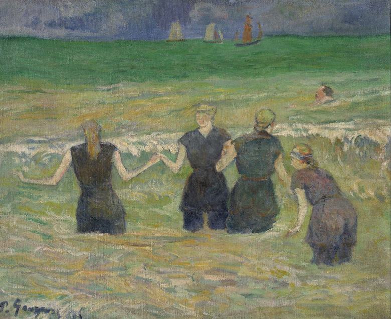 絵画 インテリア 額入り 壁掛け複製油絵 ポール・ゴーギャン 水浴の女たち 油彩画 複製画 選べる額縁 ..