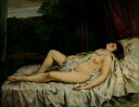 絵画 インテリア 額入り 壁掛け複製油絵ギュスターヴ・クールベ 眠れる裸婦 油彩画 複製画 選べる額縁 選べるサイズ