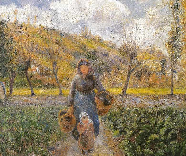 絵画 インテリア 額入り 壁掛け複製油絵カミーユ・ピサロ 野菜園にて 油彩画 複製画 選べる額縁 選べる..