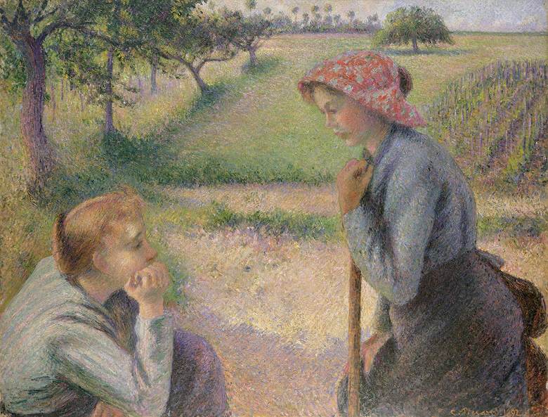 カミーユ・ピサロ 二人の若い農婦 P30サイズ P30号 910x653mm 送料無料　絵画 インテリア 額入り 壁掛け複製油絵カミーユ・ピサロ