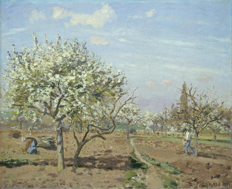 乐天商城 - 絵画 インテリア 額入り 壁掛け複製油絵カミーユ・ピサロ 花咲く果樹園、ルーヴシエンヌ 油彩画 複製画 選べる額縁 選べるサイズ