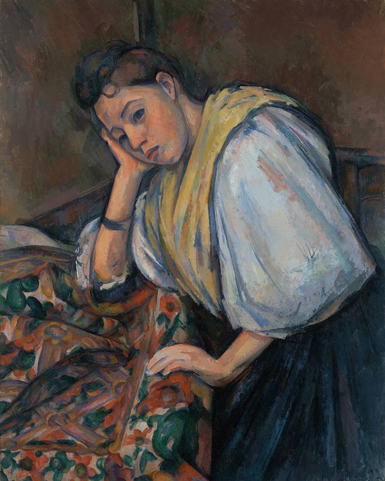 Rakuten - 絵画 インテリア 額入り 壁掛け複製油絵 ポール・セザンヌ テーブルにいる若いイタリア女性 油彩画 複製画 選べる額縁 選べるサイズ