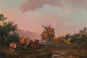 絵画 インテリア 額入り 壁掛け複製油絵フィリップ・ジェイムズ・ド・ラウザーバーグ 馬車で酒盛りする人々 選べるサイズ 選べる額縁 油彩画 複製画 選べる額縁 選べるサイズ