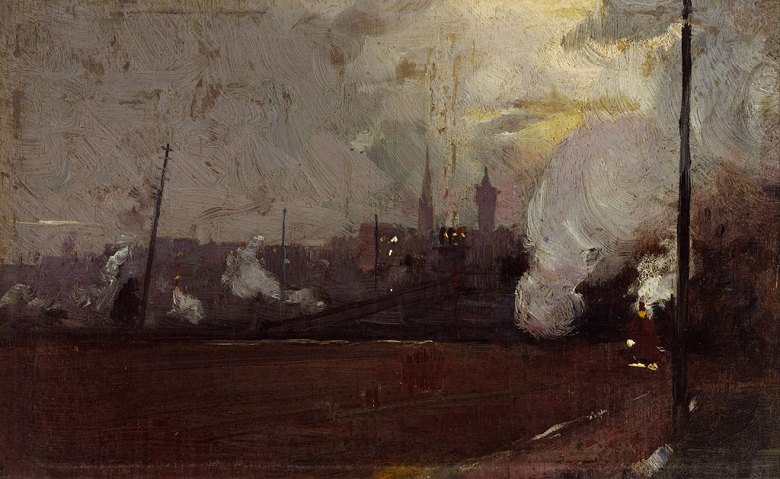 絵画 インテリア 額入り 壁掛け複製油絵トム・ロバーツ 夕方の列車 油彩画 複製画 選べる額縁 選べるサイズ