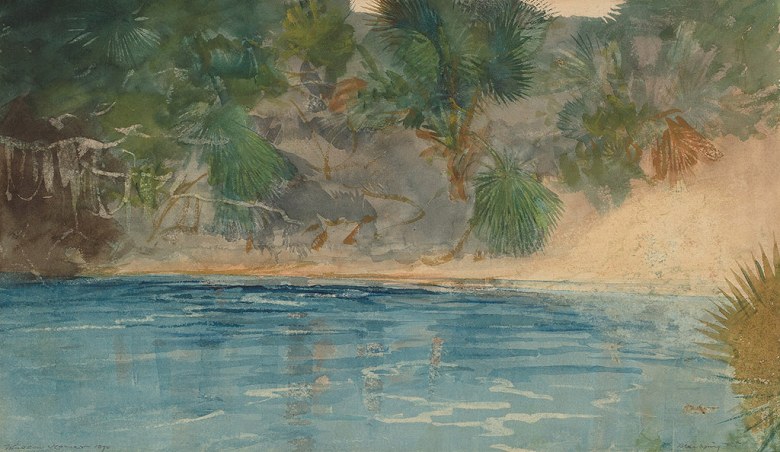 絵画 インテリア 額入り 壁掛け複製油絵ウィンスロー・ホーマー フロリダの青い泉 油彩画 複製画 選べる額縁 選べるサイズ