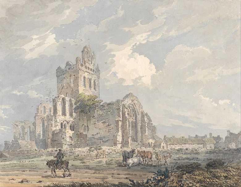 絵画 インテリア 額入り 壁掛け複製油絵トーマス・ガーティン ジェドバラ修道院 油彩画 複製画 選べる額縁 選べるサイズ
