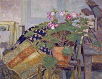 絵画 インテリア 額入り 壁掛け複製油絵エドゥアール・ヴュイヤール 鉢植えの花 油彩画 複製画 選べる額縁 選べるサイズ