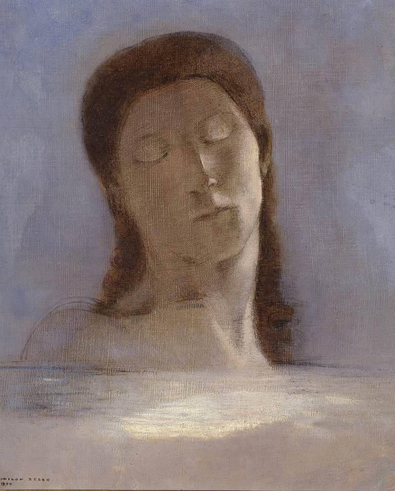 Rakuten - 絵画 インテリア 額入り 壁掛け複製油絵オディロン・ルドン 目を閉じて 油彩画 複製画 選べる額縁 選べるサイズ