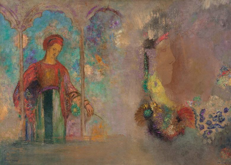 絵画 インテリア 額入り 壁掛け複製油絵オディロン・ルドン 女性と花 選べるサイズ　選べる額縁 油彩画 複製画 選べる額縁 選べるサイズ