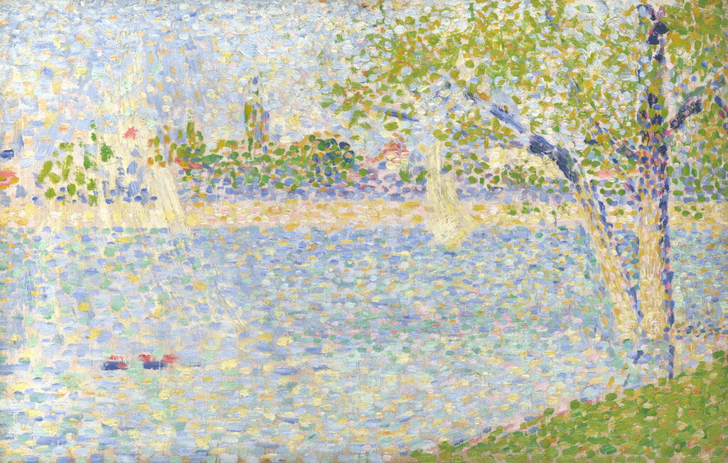 Rakuten - 【送料無料】絵画 油彩画複製油絵複製画/ジョルジュ・スーラ グランド・ジャット島からのセーヌ川 【すぐに飾れる豪華額縁付 キャンバス】