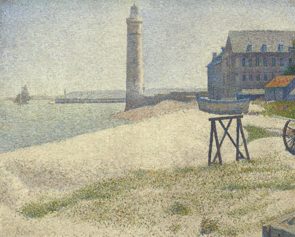 Rakuten - 【送料無料】絵画 油彩画複製油絵複製画/ジョルジュ・スーラ オンフルールの灯台 【すぐに飾れる豪華額縁付 キャンバス】