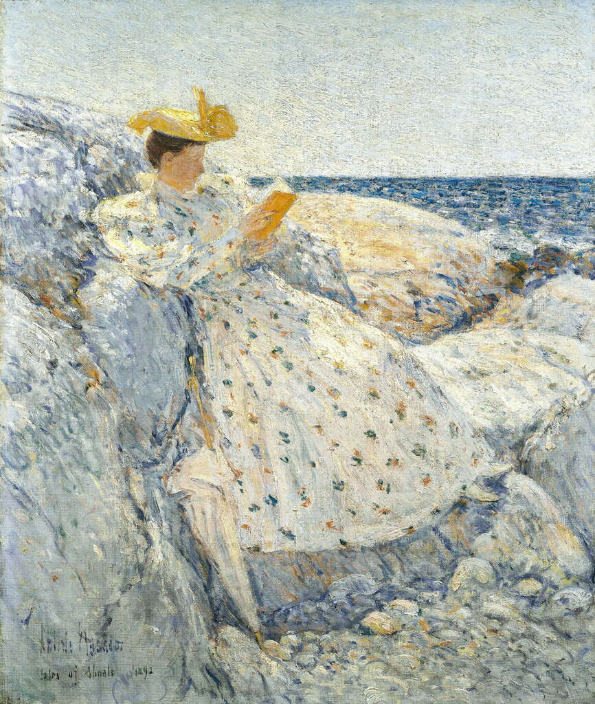 Rakuten - 【送料無料】絵画 油彩画複製油絵複製画/ フレデリック・チャイルド・ハッサム 夏の日 【すぐに飾れる豪華額縁付 キャンバス】