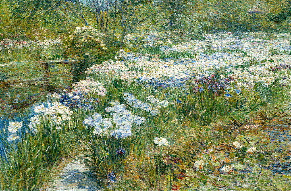 Rakuten - 【送料無料】絵画 油彩画複製油絵複製画/ フレデリック・チャイルド・ハッサム 水生園 【すぐに飾れる豪華額縁付 キャンバス】
