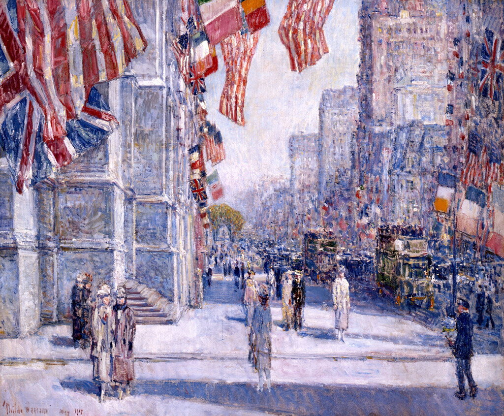 【送料無料】絵画 油彩画複製油絵複製画/ フレデリック・チャイルド・ハッサム 1917年5月の早朝の大通..